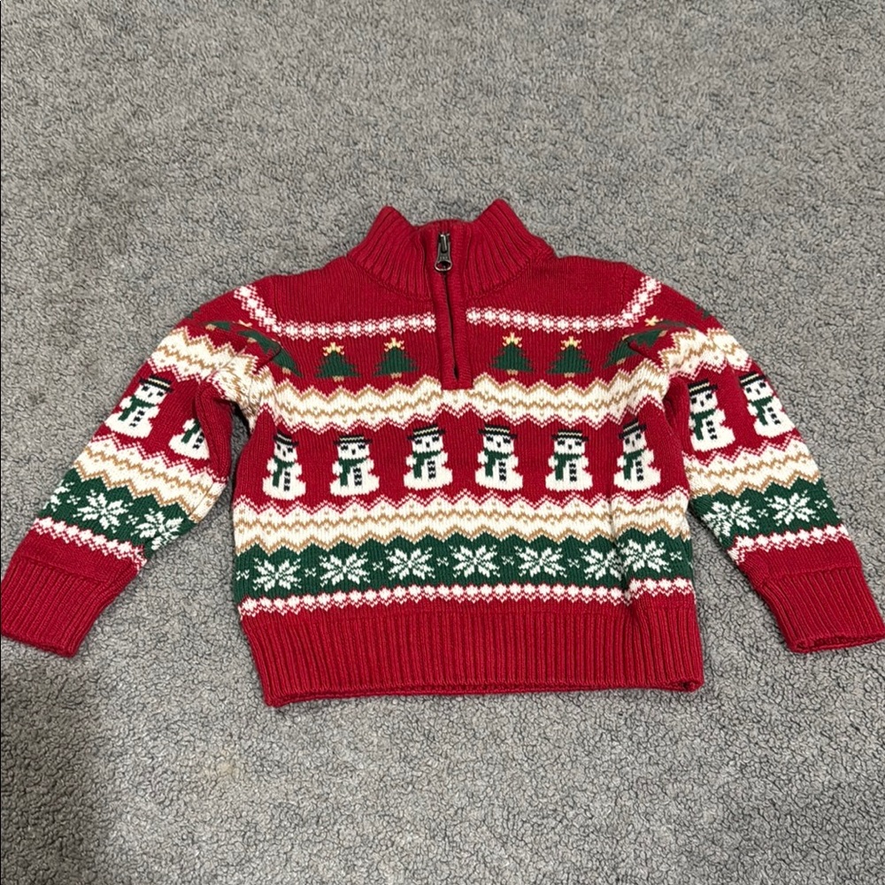 Children’s Place Christmas Snowman Half-Zip Sweater